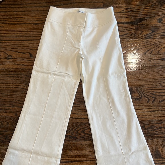 Bebe White High Rise Flare Linen Blend Pants - Picture 3 of 8